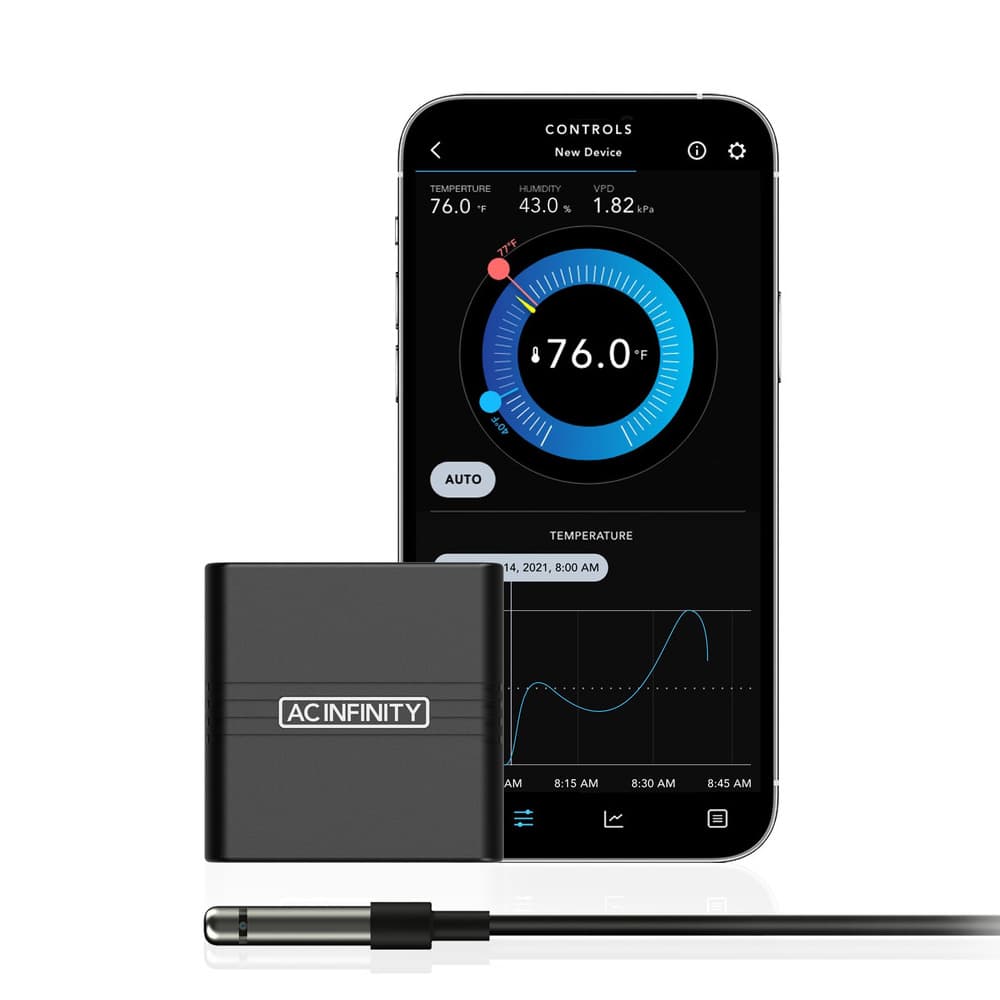 AC Infinity Cloudcom A1, Mini Smart Thermo-Hygrometer With Data App, 12ft Sensor Probe