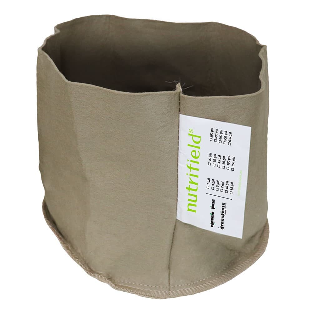 Nutrifield Fabric Pots by Grassroots 5G/19L Made in USA